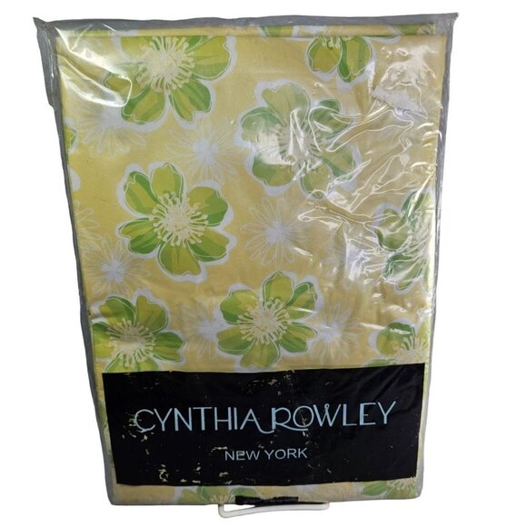 Cynthia Rowley Tablecloth 60 x 84 Oblong Summer Spring Floral Yellow Green‎ New - Picture 1 of 11